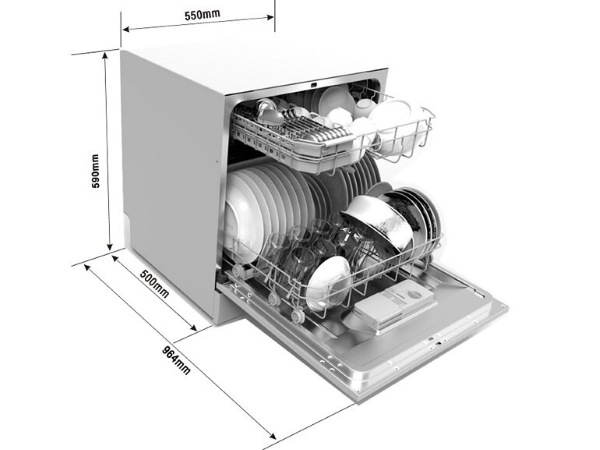 Kích thước tiêu chuẩn máy rửa bát để bàn 