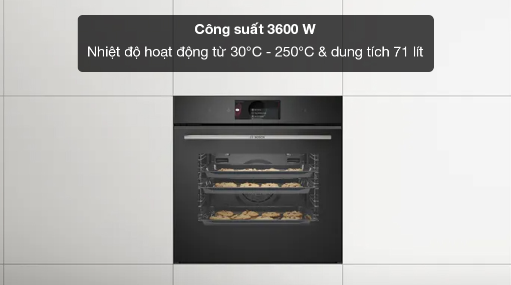 Lò nướng kèm hấp Bosch HSG7584B1 Series 8 âm tủ-Công suất hoạt động mạnh mẽ Lò nướng kèm hấp Bosch HSG7584B1 Series 8 âm tủ-Công suất hoạt động mạnh mẽ