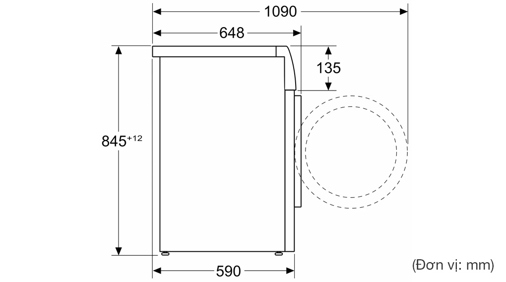 Máy giặt Bosch 10 kg WGB254A0SG Series 8-Thông số lắp đặt Máy giặt Bosch 10 kg WGB254A0SG Series 8-Thông số lắp đặt