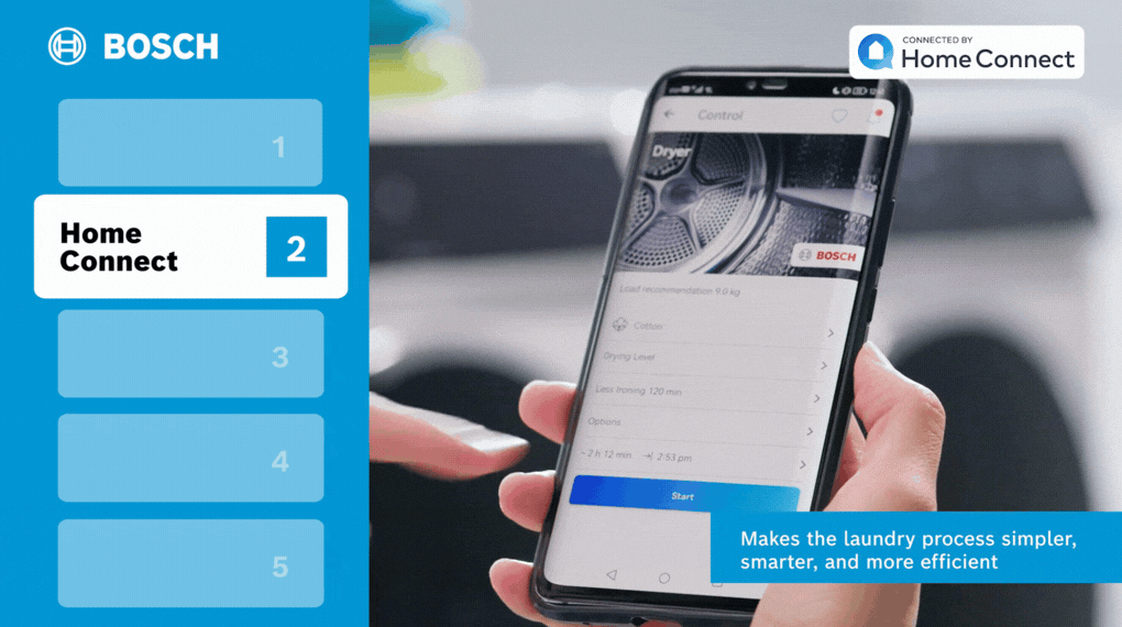 Máy sấy bơm nhiệt Bosch 9 kg WQB245B0SG Series 8 - Tiện ích nổi bật may say bom nhiet bosch 9 kg wqb245b0sg serie 8 8