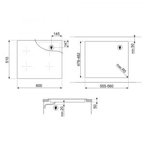 Bếp từ đa điểm Smeg SI1M4634D 7400 W Classica 7 bep tu 3 vung nau smeg si1m4634d 7400 w classica 1