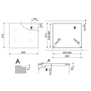 Bếp từ đa điểm Smeg SI1M4634D 7400 W Classica 8 bep tu 3 vung nau smeg si1m4634d 7400 w classica 2