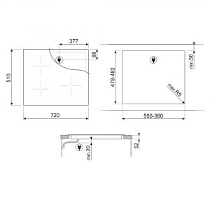 Bếp từ 3 vùng nấu Smeg SI2731D 7200 W Universale 6 bep tu 3 vung nau smeg si2731d 7200 w universale 2