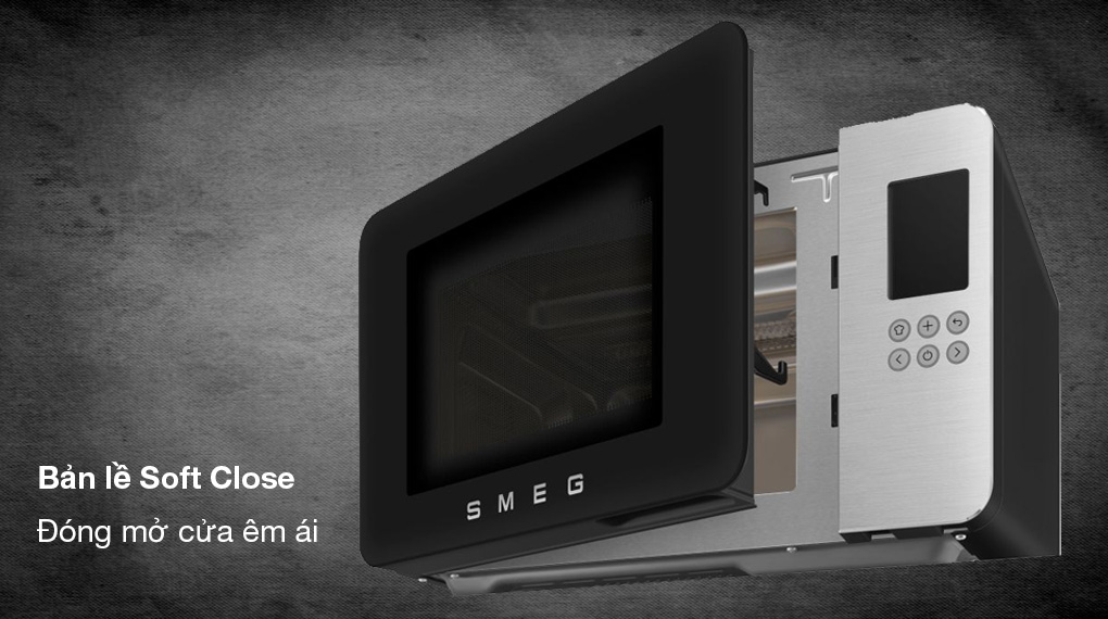 Lò vi sóng kèm nướng Smeg MOC01 Collezione 25 Lò vi sóng kèm nướng Smeg MOC01 Collezione-Bản lề giảm chấn linh hoạt
