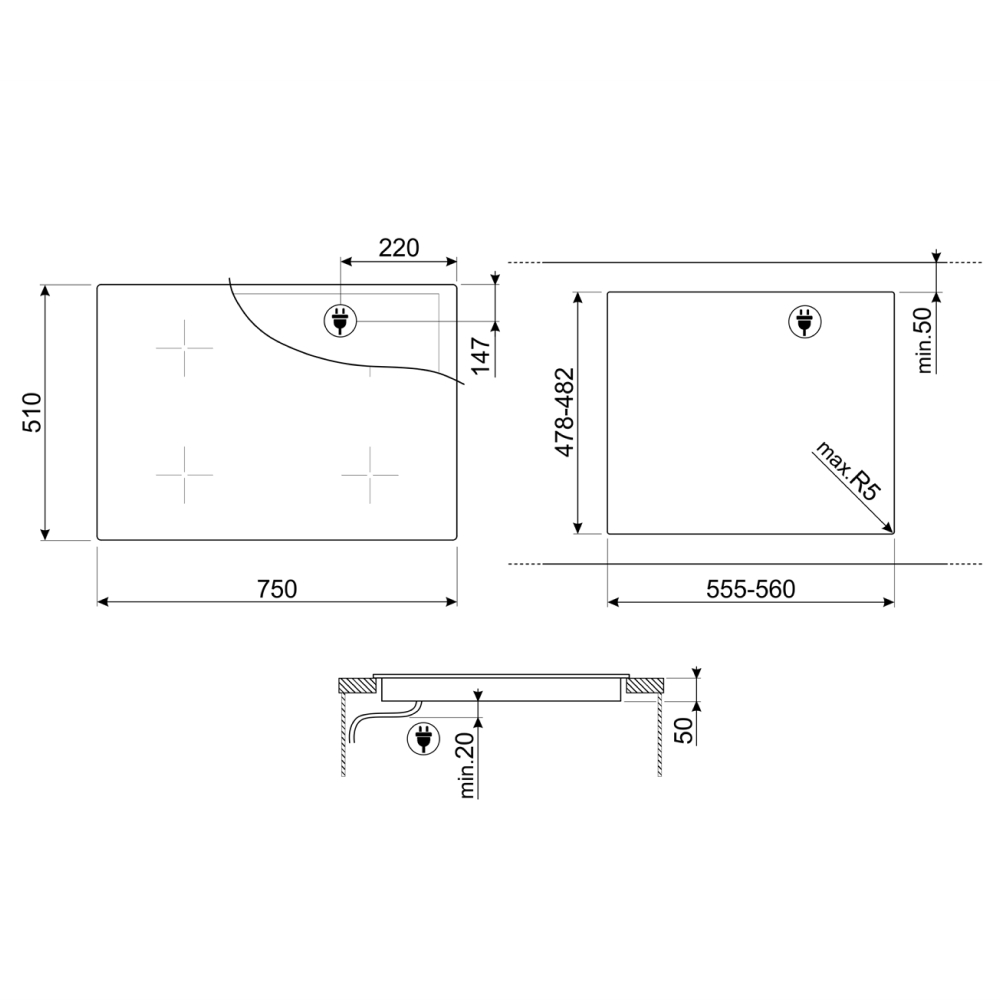 bep-tu-4-vung-nau-smeg-si5743d1-7400-w-universale-4 bep tu 4 vung nau smeg si5743d1 7400 w universale 4