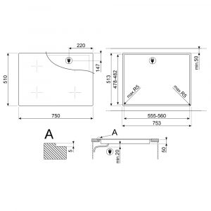 Bếp từ 4 vùng nấu Smeg SI5743D1 7400 W Universale 8 bep tu 4 vung nau smeg si5743d1 7400 w universale 5