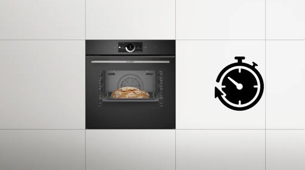 Lò nướng kèm hấp Bosch với chức năng hẹn giờ cho phép người dùng cài đặt thời gian vận hành lên đến 24 tiếng