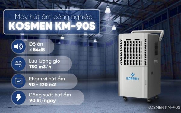 Máy hút ẩm không khí công nghiệp - Giải pháp tối ưu cho không gian lớn 8 Máy hút ẩm công nghiệp Kosmen KM-90S