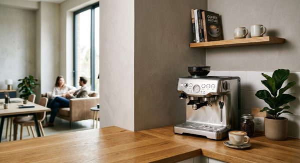 Máy pha cà phê Capuchino chính hãng, giá tốt - Top 3 lựa chọn tốt nhất 2026 1 Máy pha cà phê Capuchino chính hãng đặt trong không gian nội thất hiện đại và sang trọng.