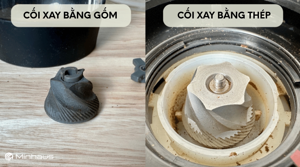 12 câu hỏi thường gặp về máy xay hạt cà phê trước khi mua 5 Cối xay bằng gốm và cối xay bằng thép