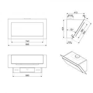 Máy hút mùi áp tường Smeg KV194B3 Linea 11 may hut mui ap tuong smeg kv194b3 linea 6 1