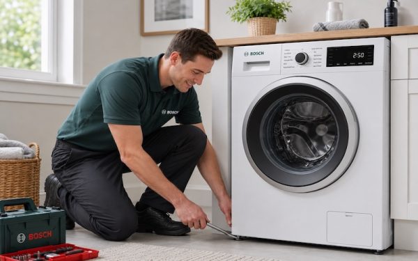 Máy Giặt Cửa Trước Bosch — So Sánh Chi Tiết Series 4, 6, 8 Cho Gia Đình Việt 4 Lắp đặt máy giặt Bosch cửa trước tại nhà bởi kỹ thuật viên Minhaus