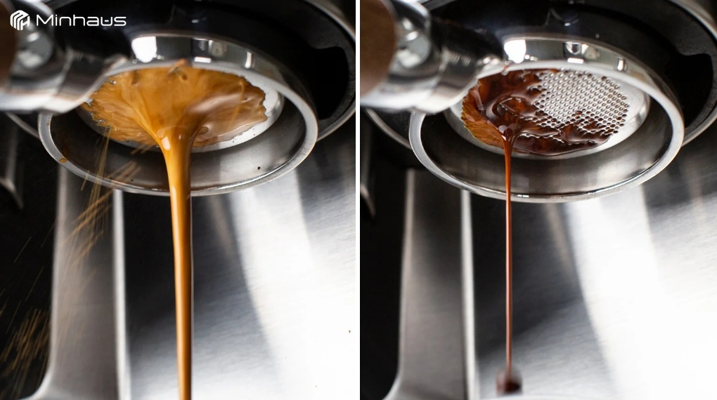 Hiện tượng channeling khi pha espresso là gì? Dấu hiệu nhận biết và cách khắc phục 6 Nước chảy quá mạnh, quá yếu hoặc không đều sẽ ảnh hưởng đến lớp bột cà phê và quá trình chiết xuất