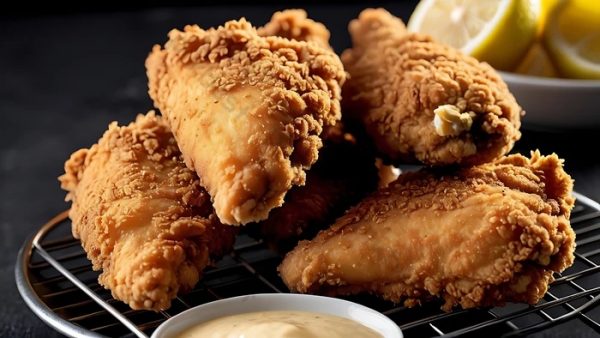 Cách làm đùi gà chiên xù giòn rụm chuẩn vị nhà hàng 4 Gà chiên giòn kèm sốt chấm mật ong tỏi