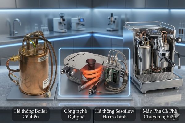 Khám Phá Sức Mạnh Hệ Thống SensoFlow Trên Máy Pha Cà Phê 2 So sánh hệ thống nhiệt dual boiler và SensoFlow