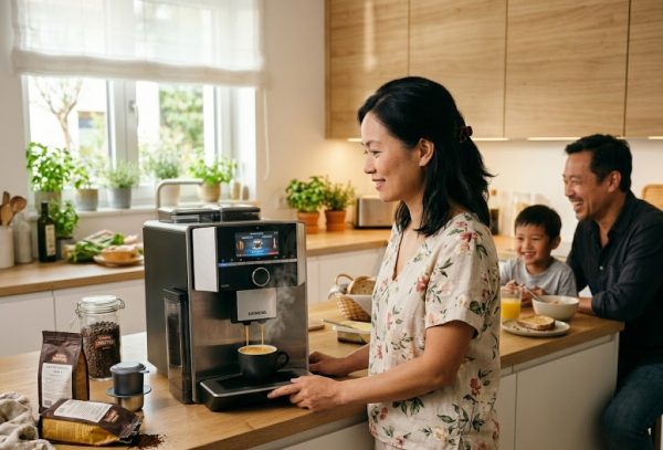 Khám Phá Sức Mạnh Hệ Thống SensoFlow Trên Máy Pha Cà Phê 3 Gia đình Việt Nam pha cà phê sáng với máy Siemens EQ.9 SensoFlow
