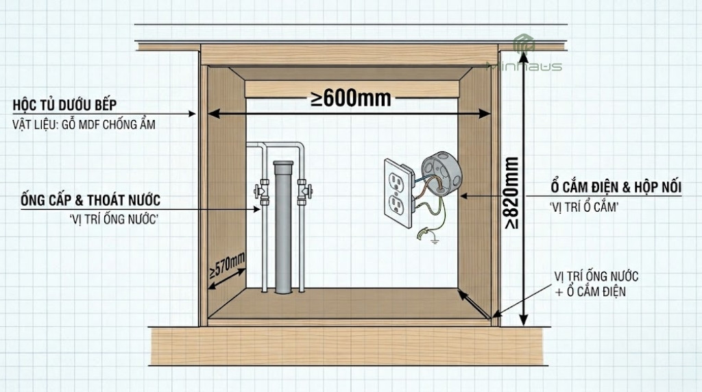 Kích thước máy rửa chén Bosch tiêu chuẩn và cách chọn 4 Hướng dẫn đo 4 kích thước hộc tủ bếp trước khi mua máy rửa chén Bosch