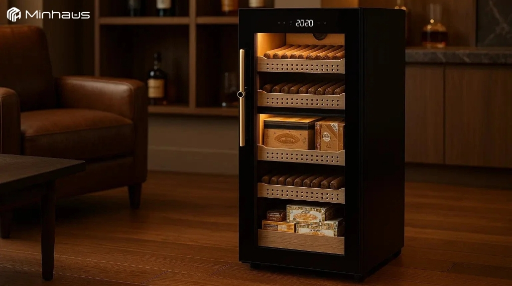 Các tiêu chí quan trọng khi chọn tủ cigar mà bạn không thể bỏ qua 9 Nên kiểm tra tủ có quạt tuần hoàn, khe thoáng trên khay và khoảng cách hợp lý giữa các tầng