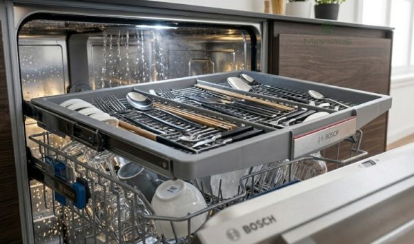 Cách xếp chén bát vào máy rửa chén Bosch đúng cách 4 Khay VarioDrawer Plus máy rửa chén Bosch xếp đũa thìa dao nằm ngang