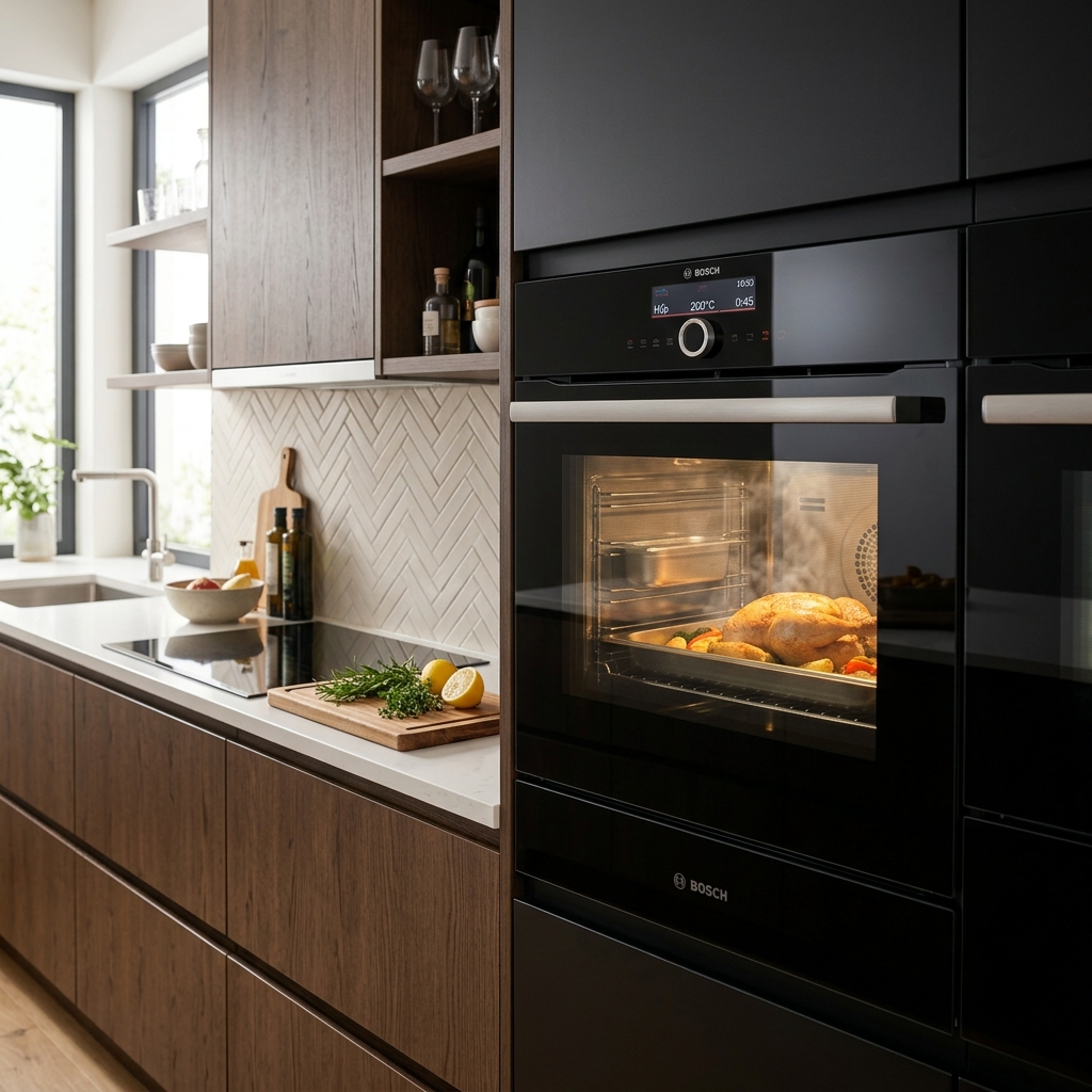 lò nướng kèm hấp Bosch Series 8 âm tủ trong bếp hiện đại