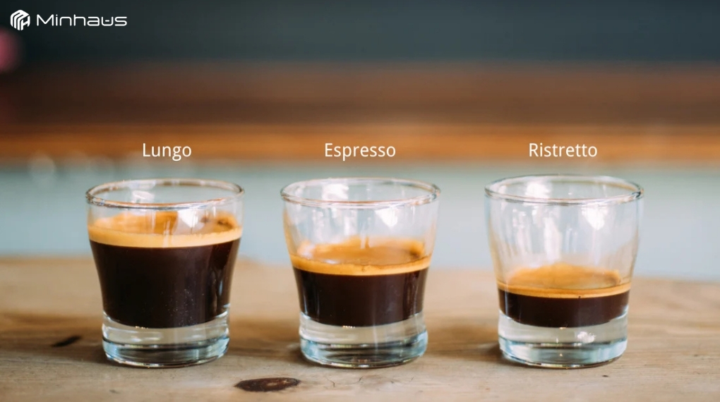 Cà phê Ristretto, Espresso và Lungo khác nhau như thế nào? 9 Lớp crema của cà phê Ristretto, Espresso và Lungo khác nhau khá rõ về màu sắc và độ dày