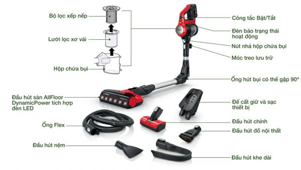 Máy hút bụi không dây Bosch Unlimited - động cơ TurboSpin, pin 18V tháo rời, 2-in-1