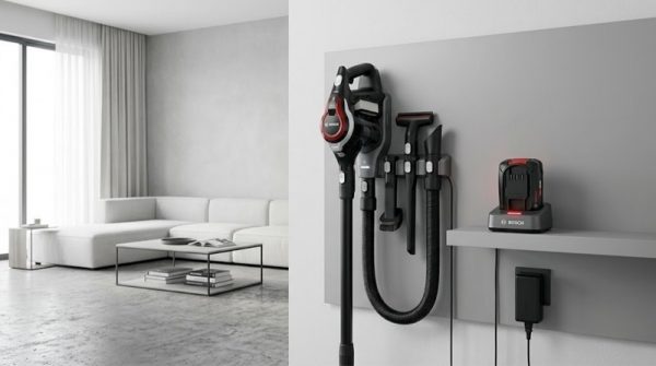 Máy Hút Bụi Không Dây Bosch Unlimited: Review Chi Tiết Series 6 & 8 Cho Gia Đình Hiện Đại 3 Bosch BBS8214 Series 8 — đèn LED đầu hút giúp phát hiện bụi mịn trong góc tối