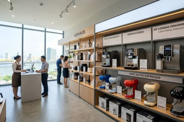 Địa Chỉ Đặt Mua Máy Pha Cà Phê Đà Nẵng Uy Tín Nhất 1 Showroom Minhaus Đà Nẵng tại 416 Nguyễn Hữu Thọ — máy pha cà phê Bosch, Siemens, De'Longhi chính hãng