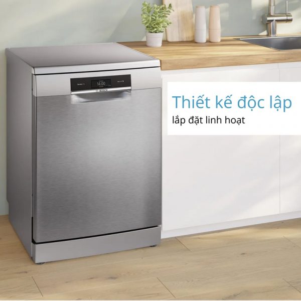 So Sánh Máy Rửa Bát Âm Tủ Và Độc Lập: Nên Chọn Loại Nào Cho Bếp Nhà Bạn? 3 Máy rửa bát âm tủ Bosch Serie 8 hòa vào tổng thể bếp minimalist — không lộ bất kỳ thiết bị nào