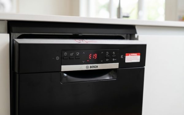 Máy rửa chén Bosch báo lỗi E19 trên màn hình điều khiển