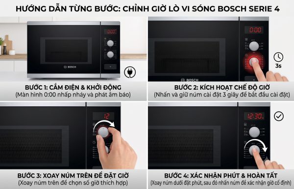 Chỉnh Giờ Lò Vi Sóng Bosch: Hướng Dẫn Từng Bước Cho Serie 4, 6 Và 8 2 Hướng dẫn từng bước chỉnh giờ lò vi sóng Bosch trên Serie 4
