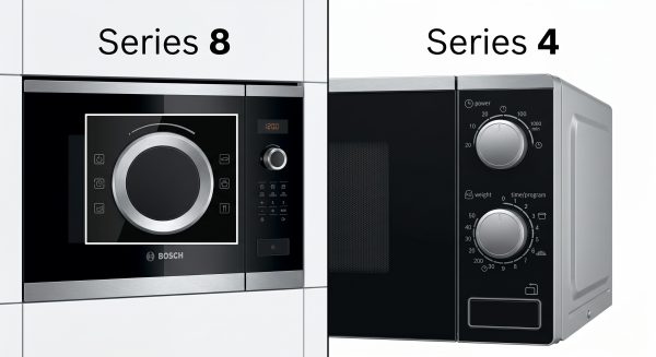 So sánh bảng điều khiển lò vi sóng Bosch Serie 4 và Serie 8 tại Minhaus