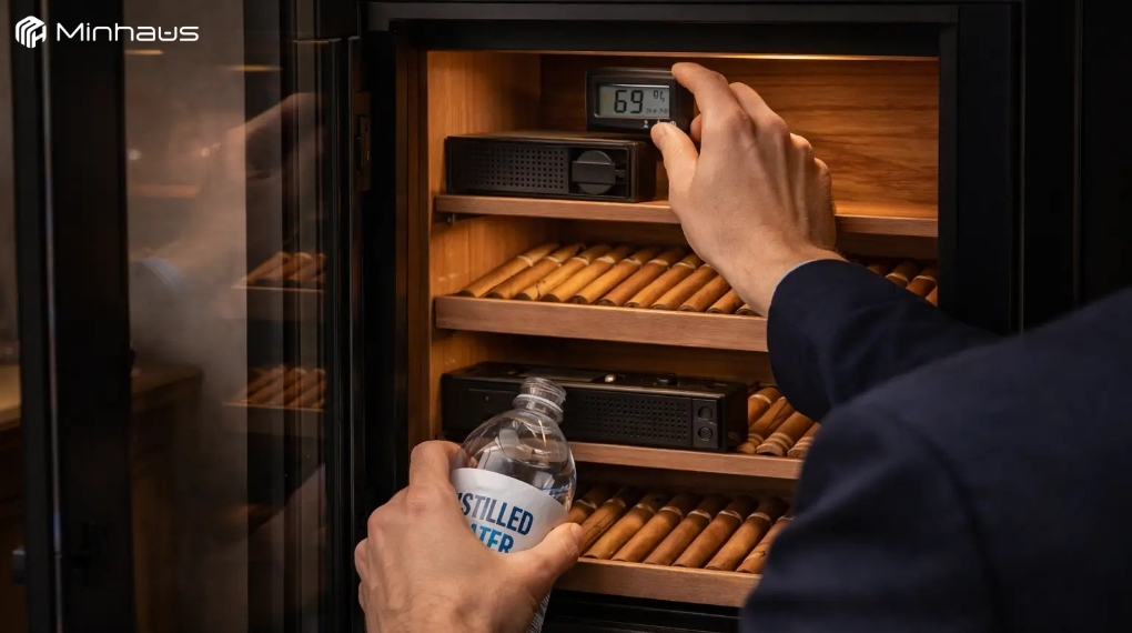 Nên dùng ẩm kế cơ hay điện tử cho tủ bảo quản cigar? 5 Màn hình của ẩm kế điện tử giúp người dùng quan sát nhanh chỉ số trong tủ cigar