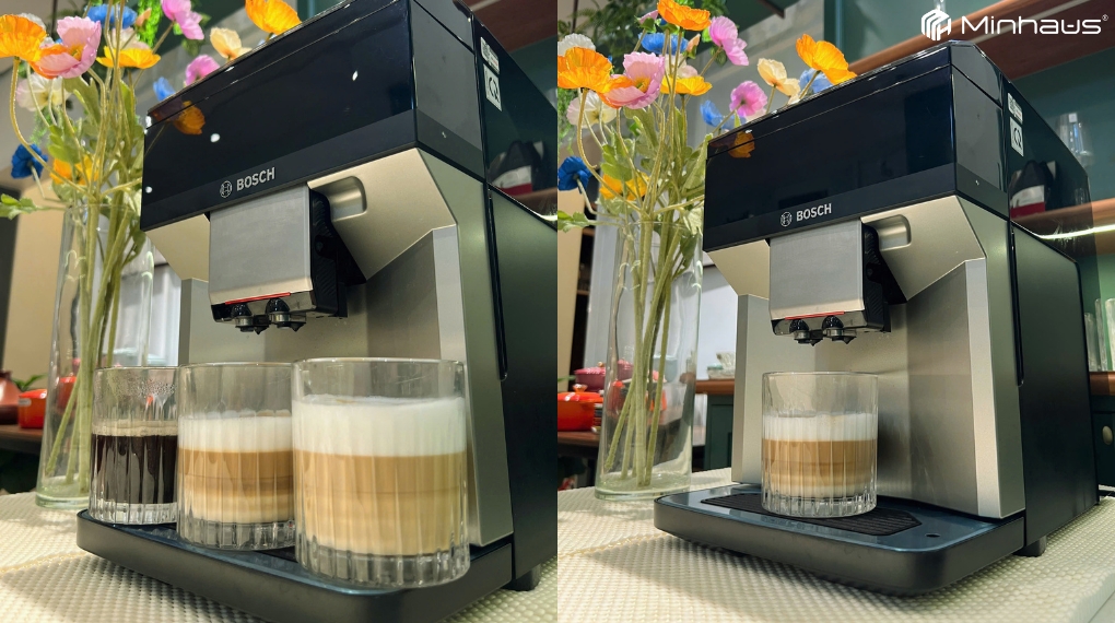 Review chi tiết máy pha cà phê Bosch TPE40307 Series 4 VeroCafe 5 Công nghệ AromaDoubleShot là giải pháp phù hợp với người yêu thích hương vị đậm đà
