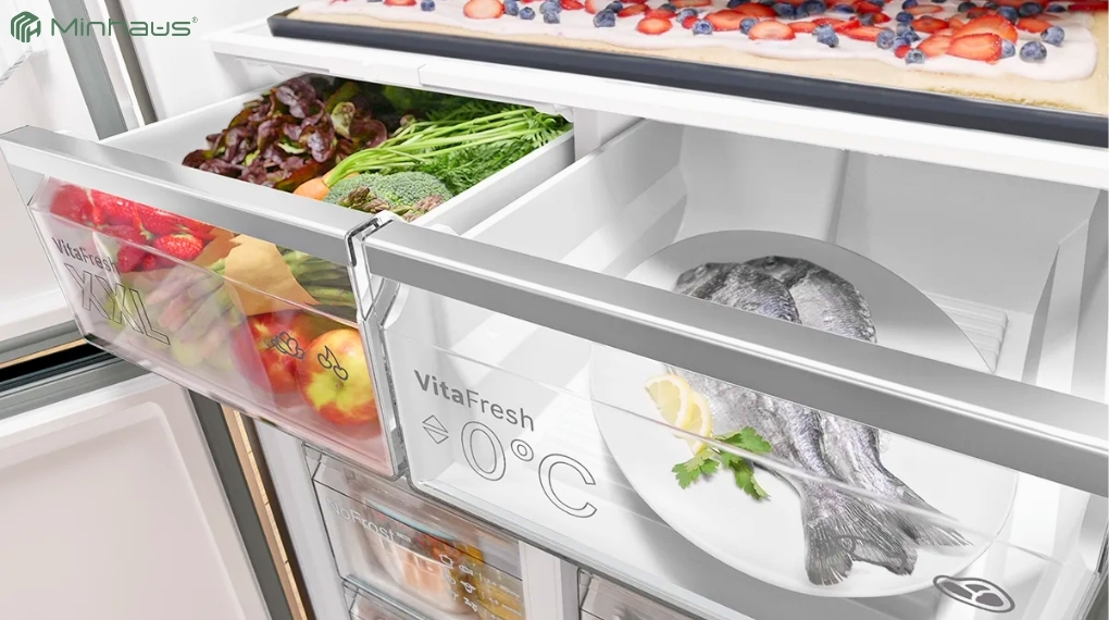 Tủ lạnh nhập khẩu Đức: Nên chọn Miele, Liebherr, Gaggenau hay Bosch? 26 Ngăn bảo quản thực phẩm VitaFresh của tủ lạnh Bosch