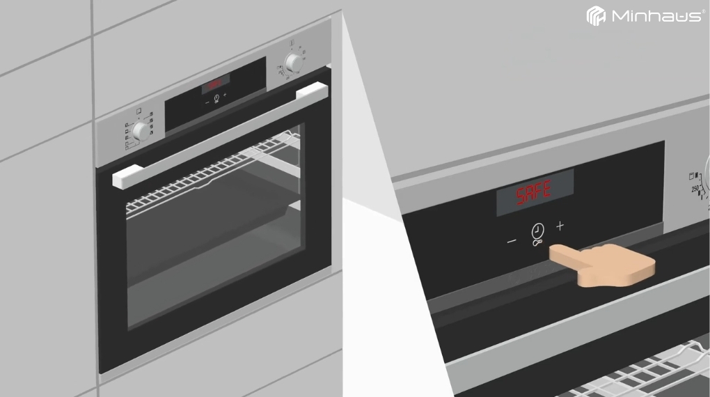 Các mã lỗi lò nướng Bosch thường gặp và cách khắc phục hiệu quả tại nhà 2 Biểu tượng chìa khóa sáng đèn cho thấy lò nướng đang ở chế độ khóa an toàn trẻ em (Child Lock)